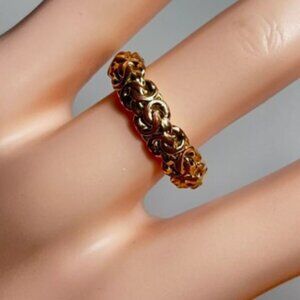 Milor Italy 14k Rose Gold Resin Filled Byzantine Band Ring   Size 6  14K Rose Go